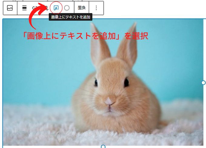 WordPressで挿入した画像にテキストを追加する機能を選択する画面