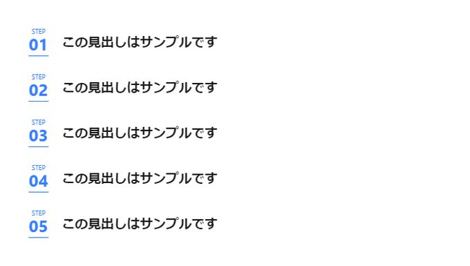 アフィンガー６「ステップスタイル」で複数見出しを作成した表示