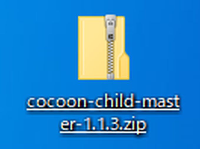 ダウンロードしたCocoon子テーマ圧縮フォルダー