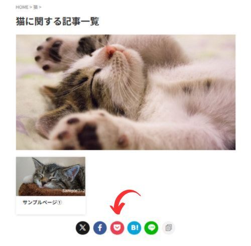 カテゴリーにSNSボタンを表示させた実際表示