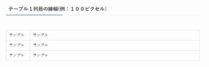 SWELL：テーブルブロック（テーブル１列目の線幅）