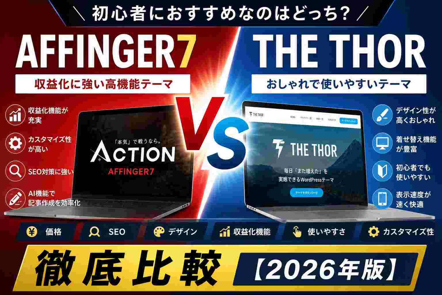 AFFINGER7とTHE THORを徹底比較｜初心者におすすめなのはどっち？【2026年版】