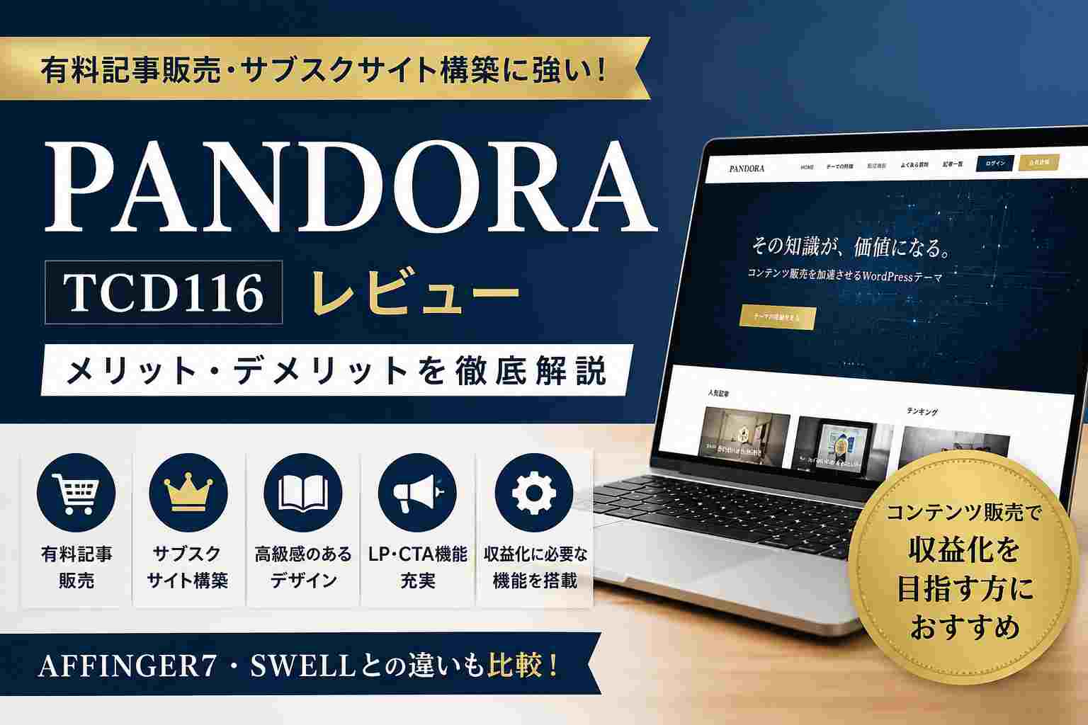 PANDORA（TCD116）レビュー｜有料記事・サブスク販売におすすめのWordPressテーマを徹底解説