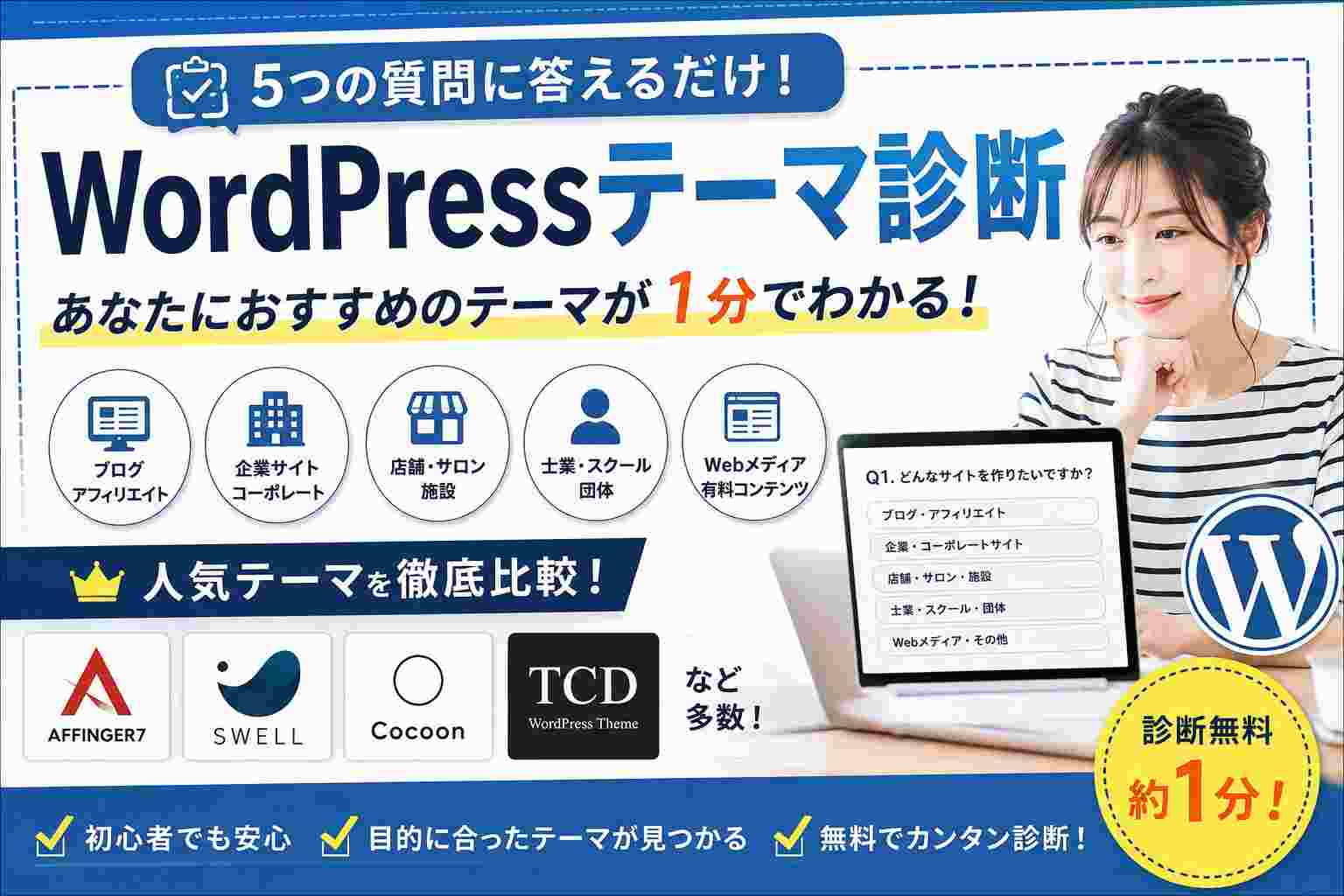 WordPressテーマ診断｜あなたにおすすめのテーマが1分でわかる