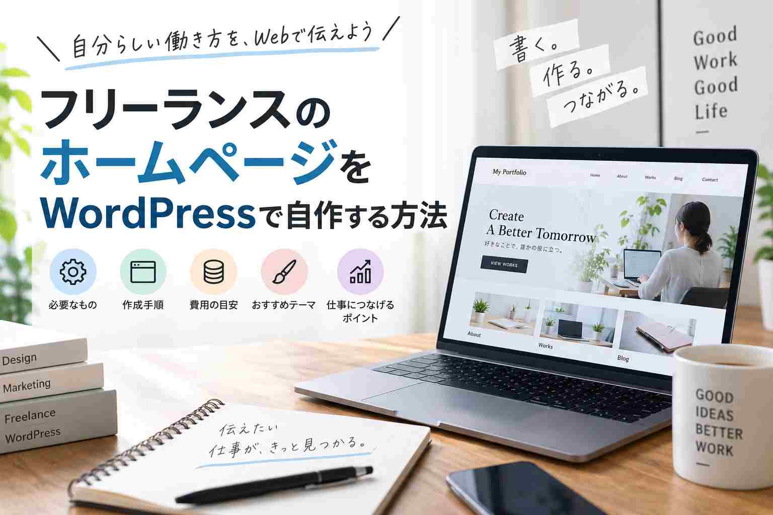フリーランスのホームページをWordPressで自作する方法｜費用・必要ページ・おすすめテーマを初心者向けに解説【2026年版】